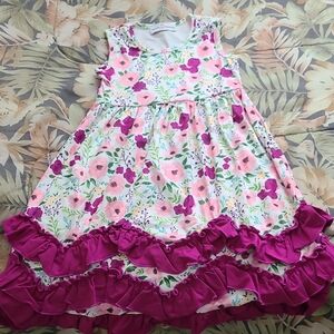 Floral Pink and Purple Kids Dress